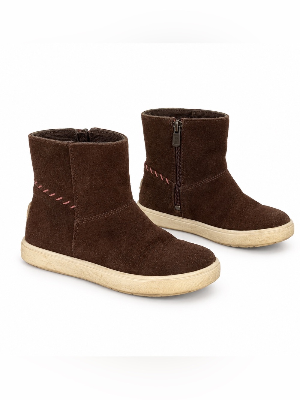 UGG Kids Brown Suede Shearling Lined Ankle Boots Size 12 Zip Winter Boots